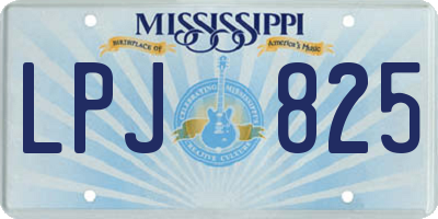 MS license plate LPJ825