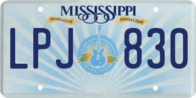 MS license plate LPJ830