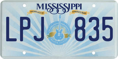 MS license plate LPJ835