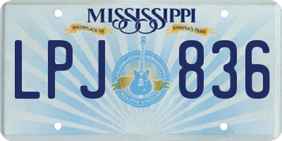 MS license plate LPJ836
