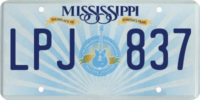 MS license plate LPJ837