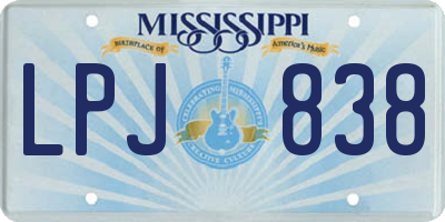 MS license plate LPJ838