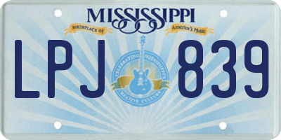 MS license plate LPJ839