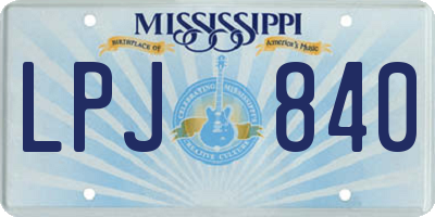 MS license plate LPJ840