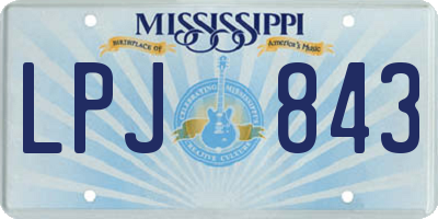 MS license plate LPJ843