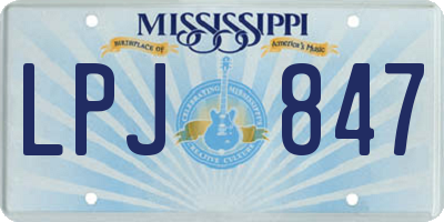 MS license plate LPJ847