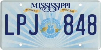 MS license plate LPJ848