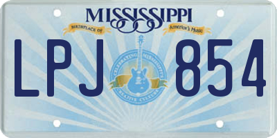 MS license plate LPJ854