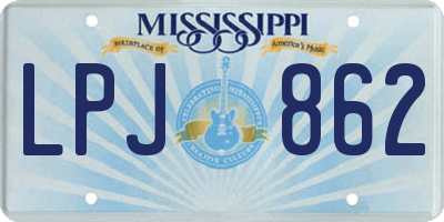 MS license plate LPJ862