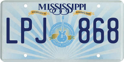 MS license plate LPJ868