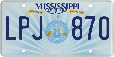 MS license plate LPJ870