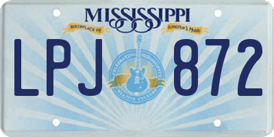 MS license plate LPJ872