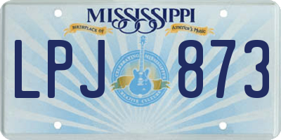 MS license plate LPJ873
