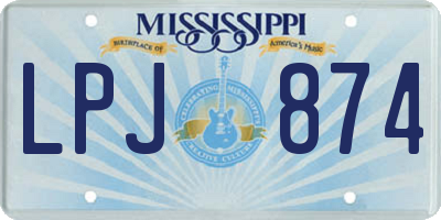 MS license plate LPJ874