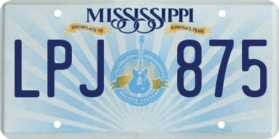 MS license plate LPJ875