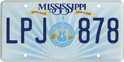 MS license plate LPJ878
