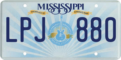 MS license plate LPJ880