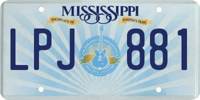 MS license plate LPJ881