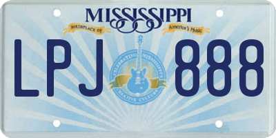 MS license plate LPJ888