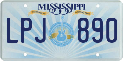 MS license plate LPJ890