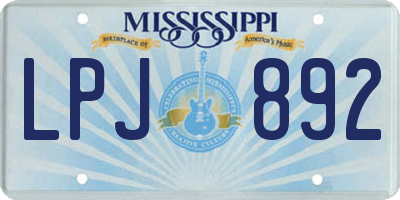 MS license plate LPJ892
