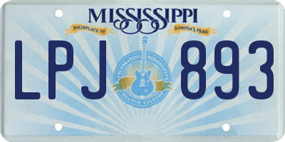 MS license plate LPJ893