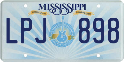 MS license plate LPJ898