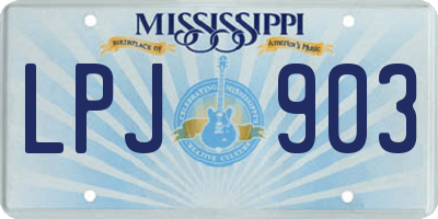 MS license plate LPJ903