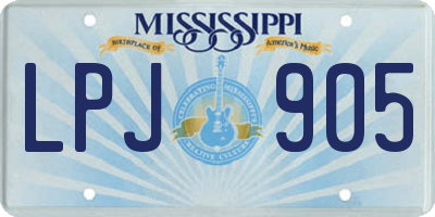 MS license plate LPJ905