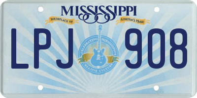 MS license plate LPJ908