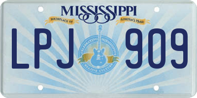 MS license plate LPJ909