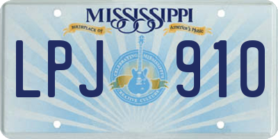 MS license plate LPJ910