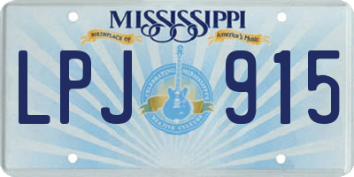 MS license plate LPJ915