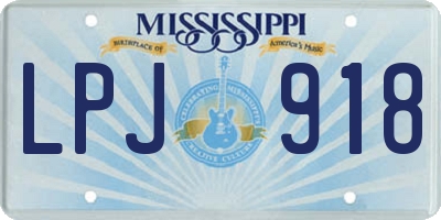 MS license plate LPJ918
