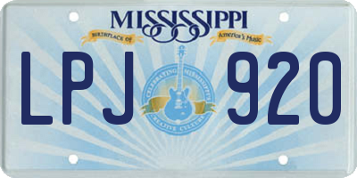 MS license plate LPJ920