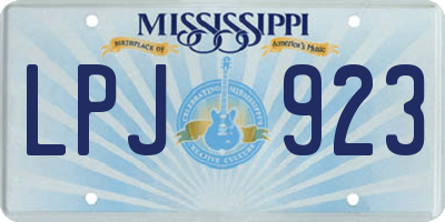 MS license plate LPJ923
