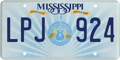 MS license plate LPJ924