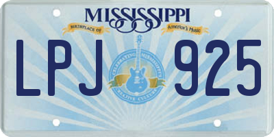 MS license plate LPJ925