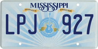MS license plate LPJ927
