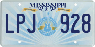 MS license plate LPJ928