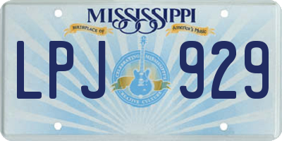 MS license plate LPJ929
