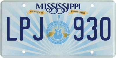 MS license plate LPJ930