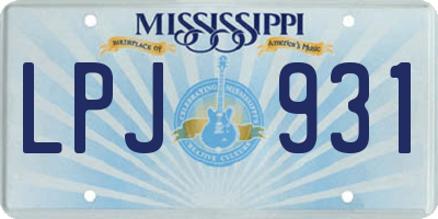 MS license plate LPJ931