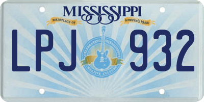 MS license plate LPJ932