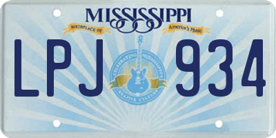 MS license plate LPJ934