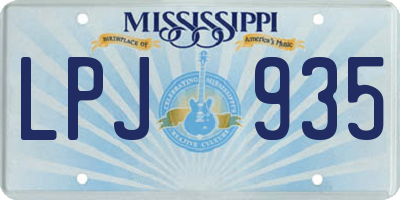 MS license plate LPJ935