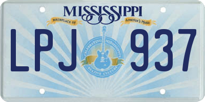 MS license plate LPJ937