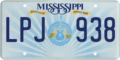 MS license plate LPJ938