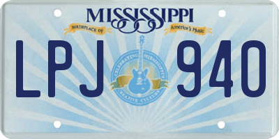 MS license plate LPJ940