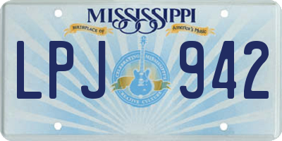 MS license plate LPJ942